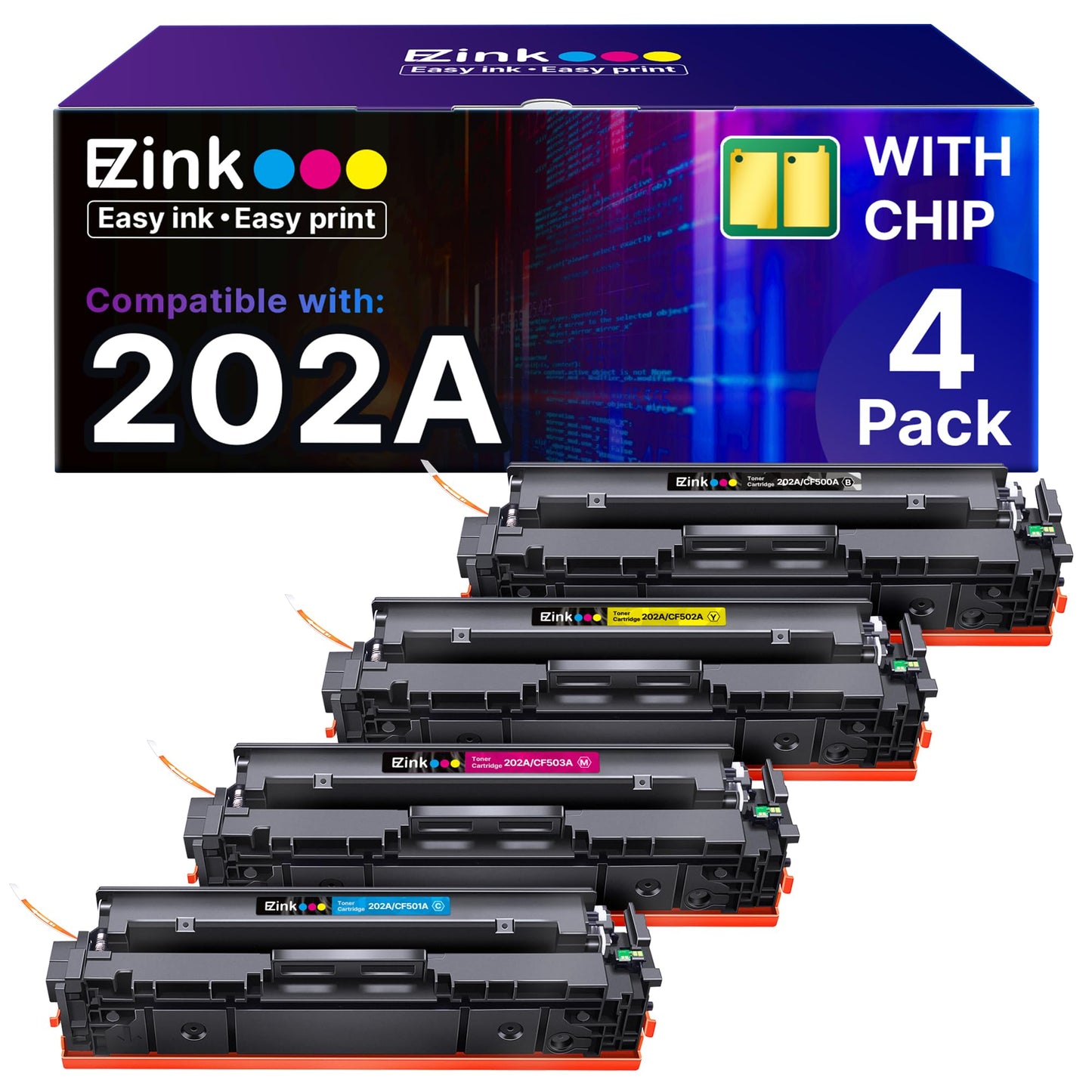 E-Z Ink 202A Compatible Toner Cartridge Replacement for HP 202A 202X CF500X CF500A to use with Color Pro MFP M281fdw M281cdw M281fdn M254dw M254 M281