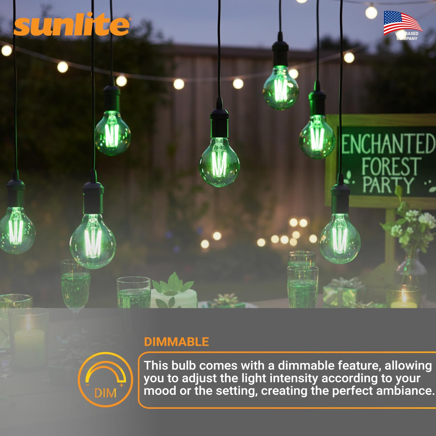Sunlite 81083 LED Colored Filament A19 Light Bulb, 4.5 Watts, Medium E26 Base, 120 Volts, Transparent Green, Dimmable, 320 Degree Beam Angle, UL