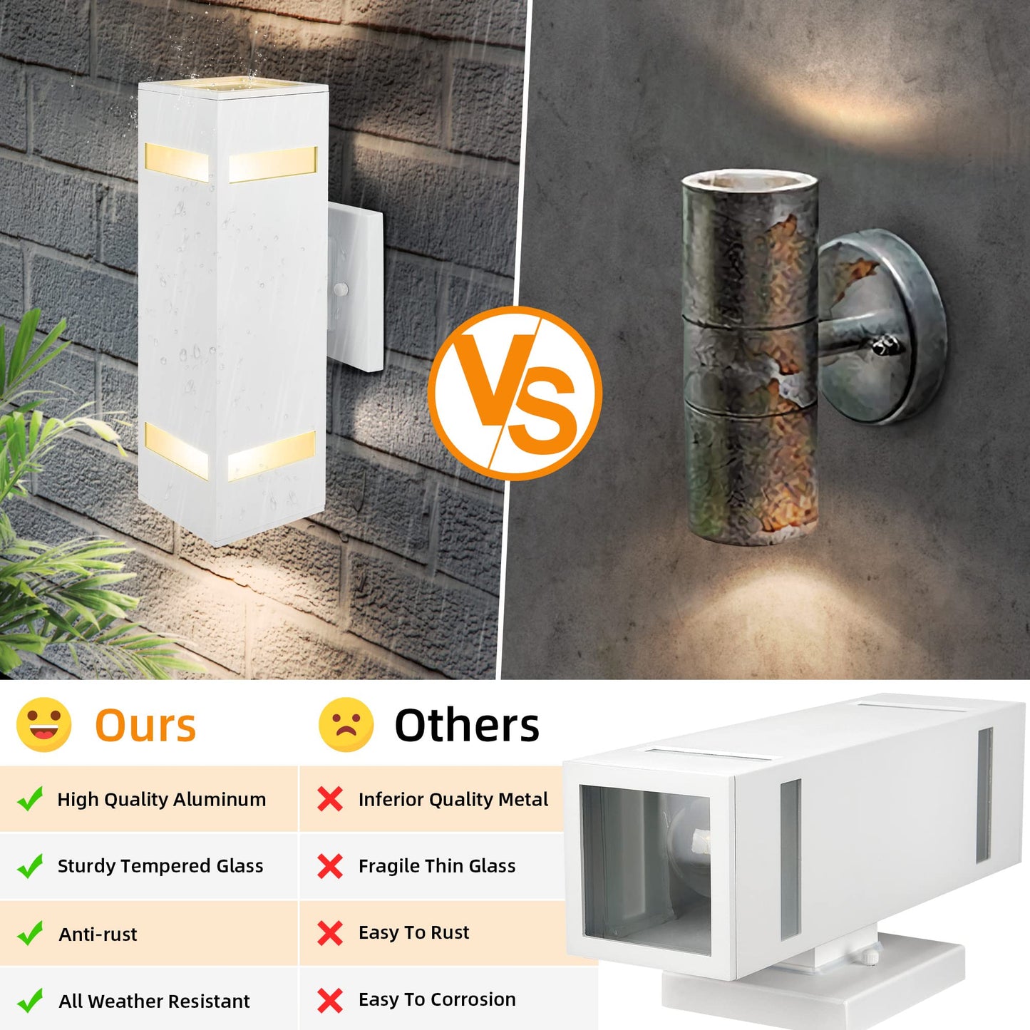 CnengSthy Aluminum Modern Outdoor Wall Lights, Exterior Up Down Lighting Square Cylinder Porch Wall Lantern for Entryway, Front Door, Hallway, Garden