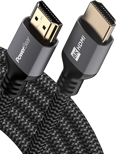 PowerBear 10K 8K HDMI 2.1 Cable 15 ft | 48Gbps High Speed 4K@120Hz Braided Cord 144Hz 8K@60Hz, eARC, Dynamic HDR 10,for Laptop, Monitor, PS5, PS4