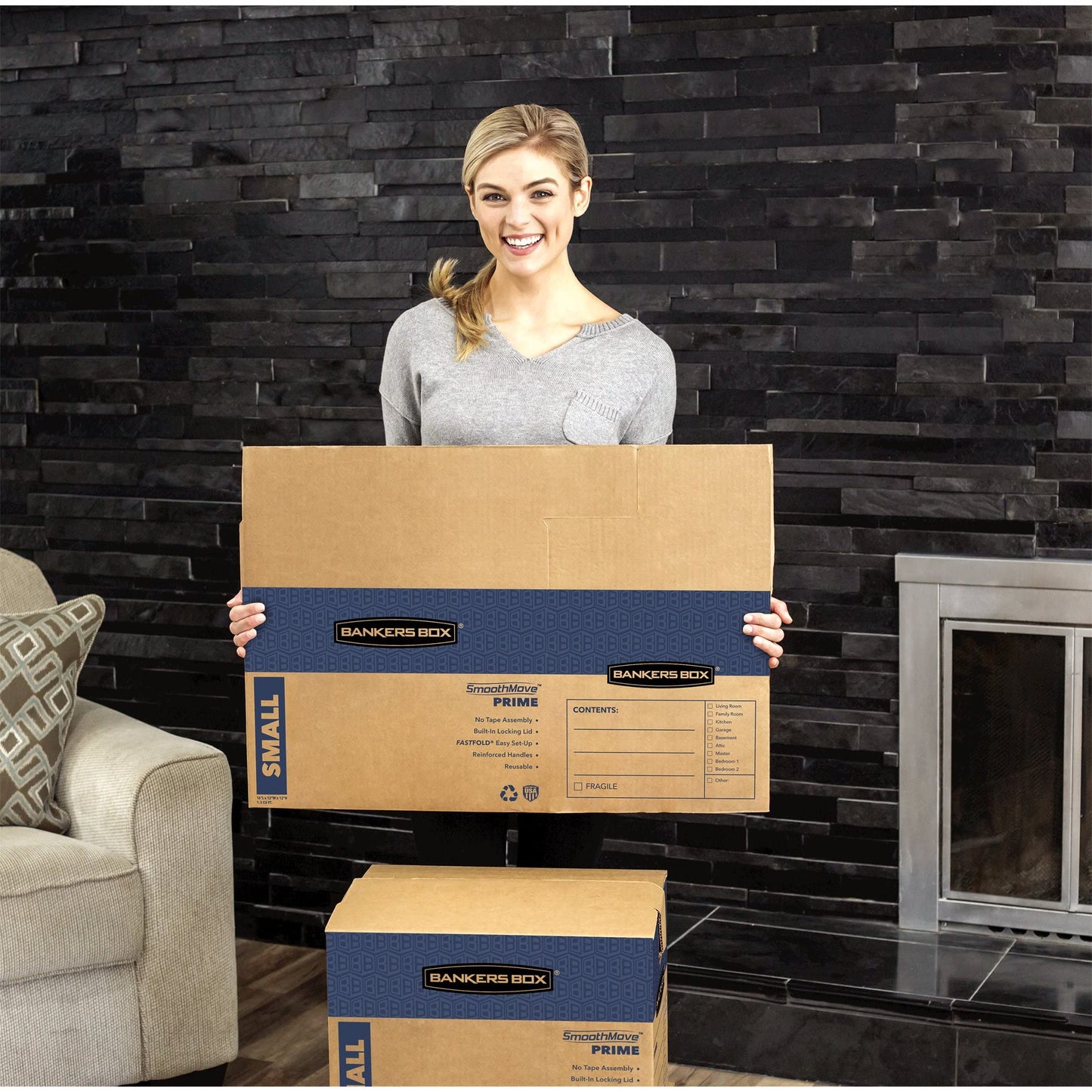 Bankers Box 10-Pack Small Prime HD Moving Boxes with Reinforced Handles