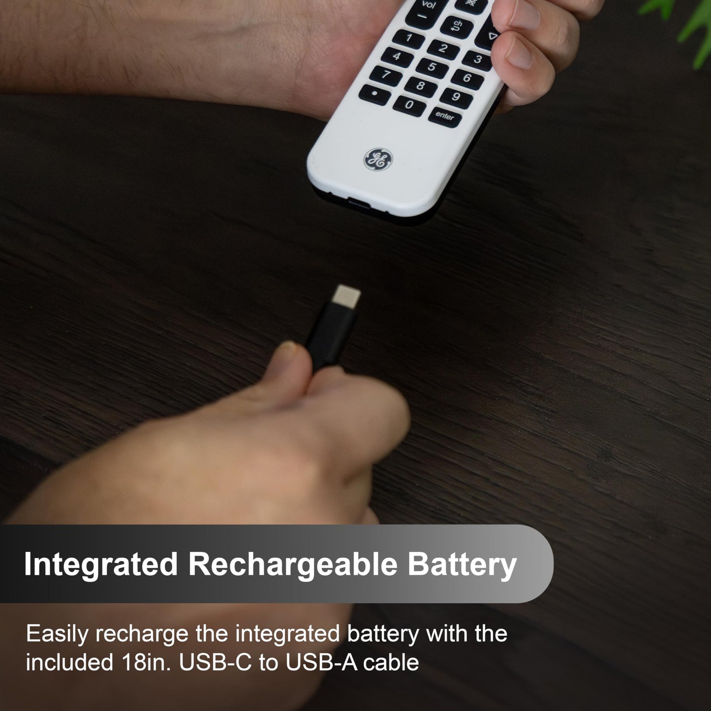 GE Rechargeable TV Remote Control, Universal Remote Control, Backlit Buttons, Samsung TV Remote Control Replacement for Smart TVs, Apple TV, Sony