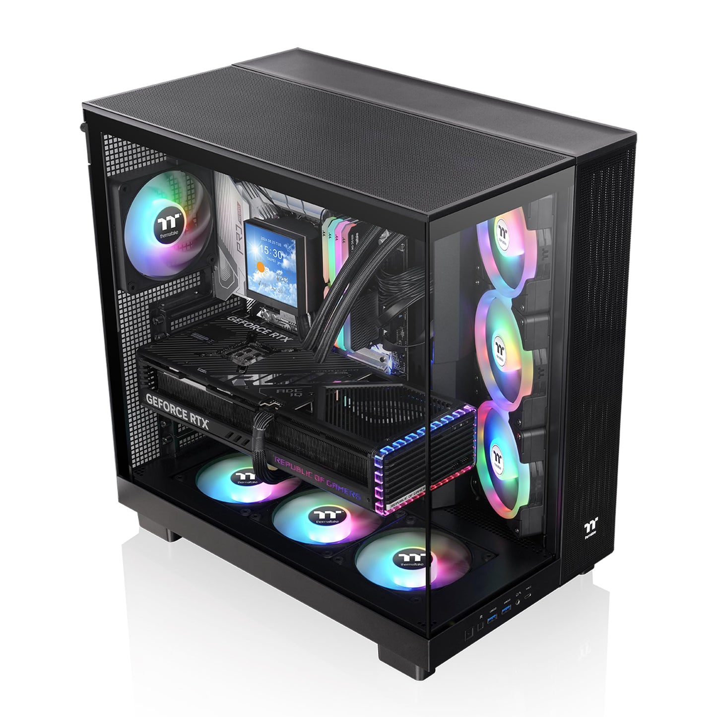 Thermaltake View 380 XL TG ARGB; 4x120mm ARGB Lite Fans Included; 360mm Radiator Support; 420mm GPU Clearance; Hidden Connector Support; Dual Chamber;