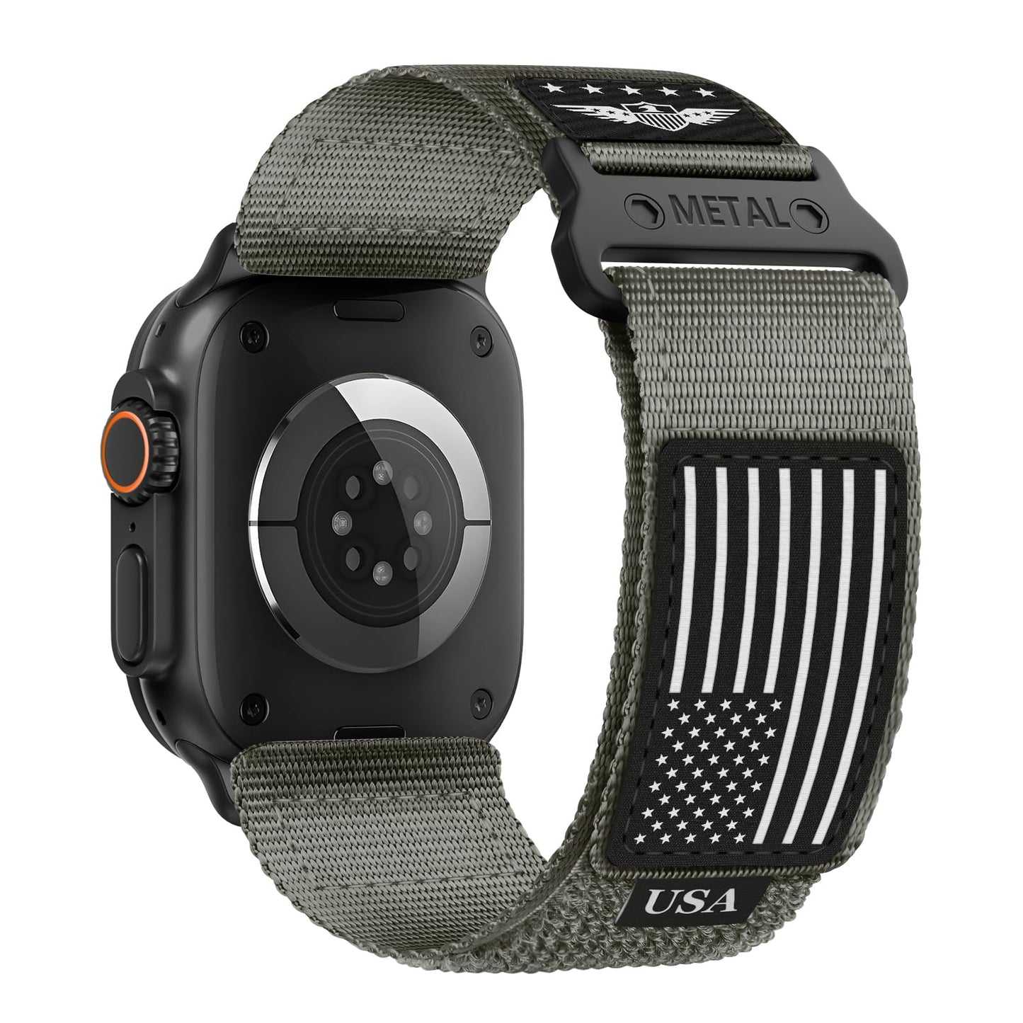 Rugged Nylon for Apple Watch Band for Men Series 11/10/9/8/7/6/SE/5/4/3/2/1 iWatch Bands Man,Soft Woven Adjustable Stars-Stripes Flag Wristbands Strap