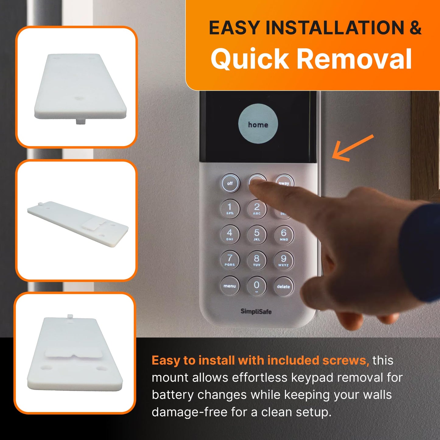 SplashNColor Wall Mount Holder for Simplisafe Keypad - Keypad Wall Bracket for Home Security Keypad - Replacement Bracket for 2019 Models - Durable