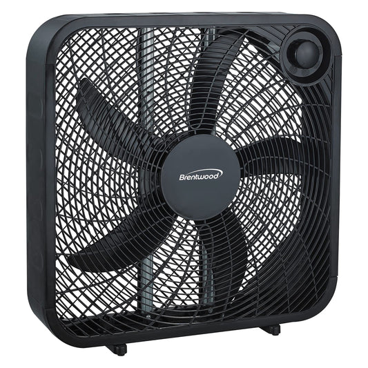 Brentwood Kool Zone F-20SB F-20S 3-Speed 60-Watt 20-In. Box Fan (Jet Black)