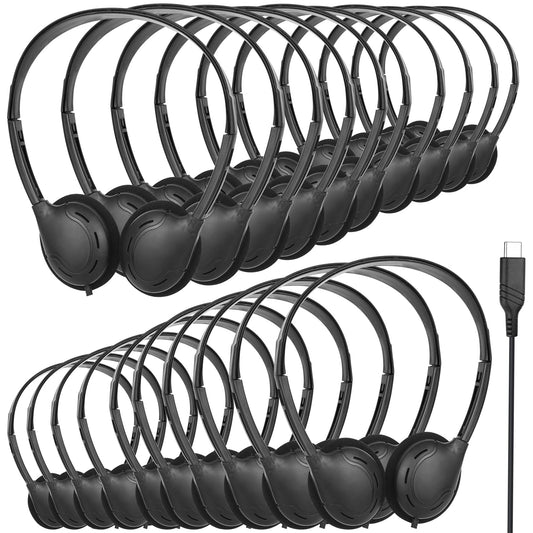 OSSZIT Type C Headphones Bulk for Classroom School Kids 20 Pack,USB C Wired Headphones for School Compatible with Pad Smartphones for Boys Girls…