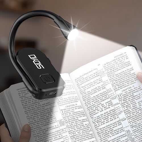 Siuyiu Book Lights for Reading at Night, Rechargeable Clip-On LED Reading Light with 3 Color Temperatures & Stepless Dimming, 80 Hrs Runtime Flexible