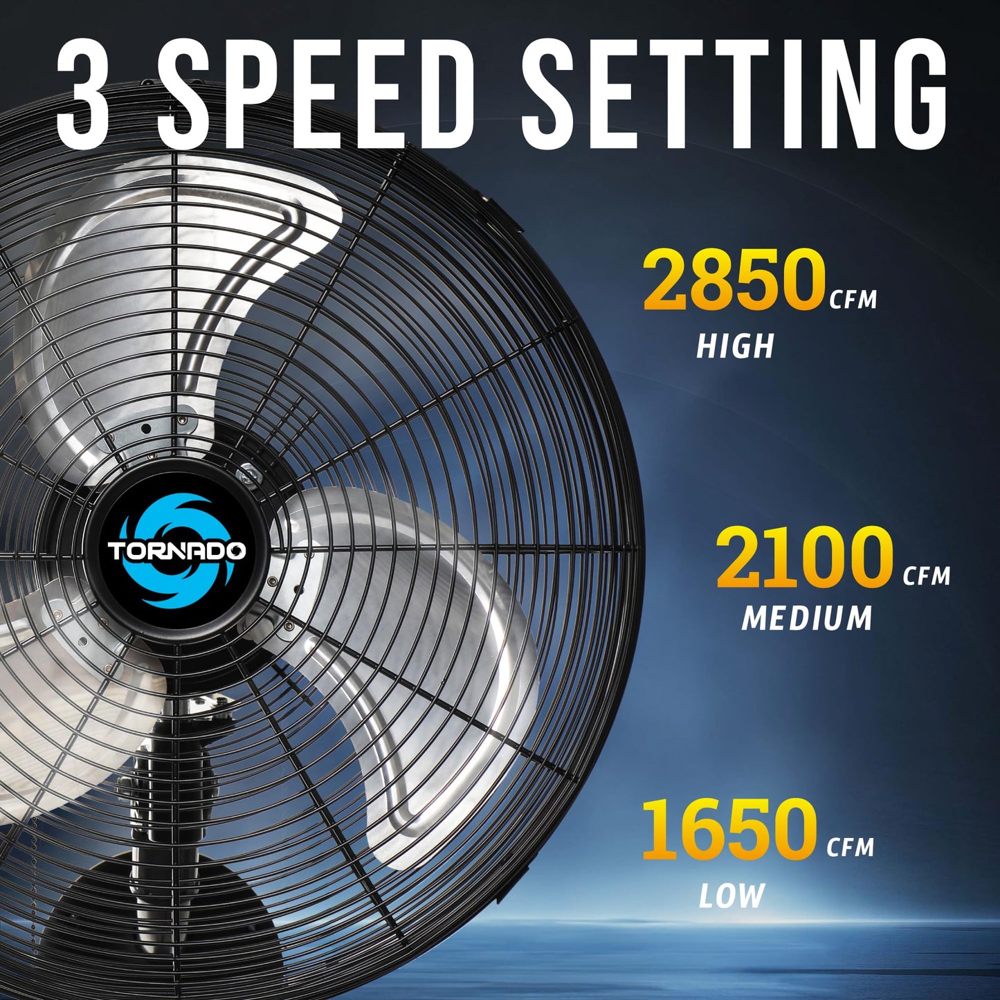 Tornado 16 Inch Professional High-Velocity Oscillating Wall-Mounted Fan - Ideal for Industrial, Commercial, and Residential Spaces - 3-Speed Settings