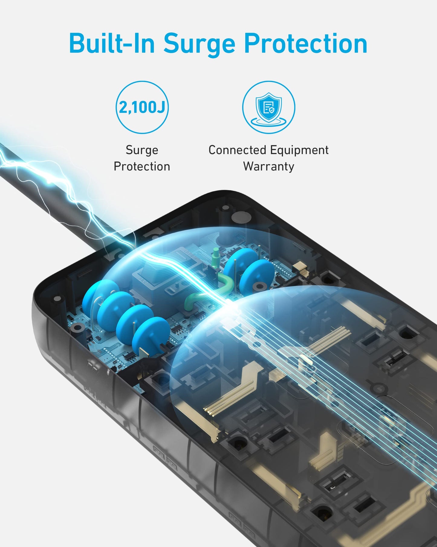 Anker Power Strip with 2100J Surge Protector, Outlet Extender, 5ft Extension Cord with Multiple Outlets, 12 AC, 2 USB A,1 USB C Port for 20W, Home