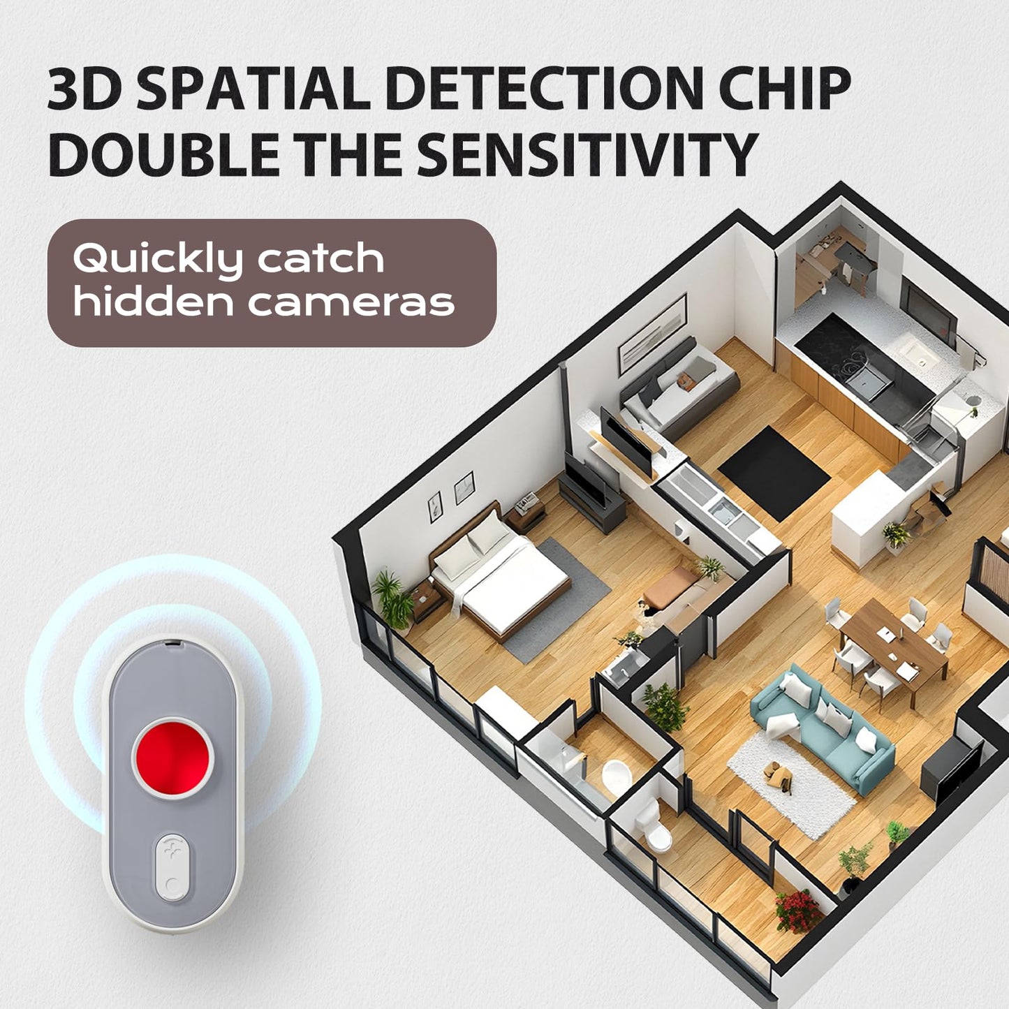 Viutopot Hidden Camera Detector - Dual Lens Spy Camera Finder with Vibration Alert & LED Flashlight, Anti-Spy Security Device
