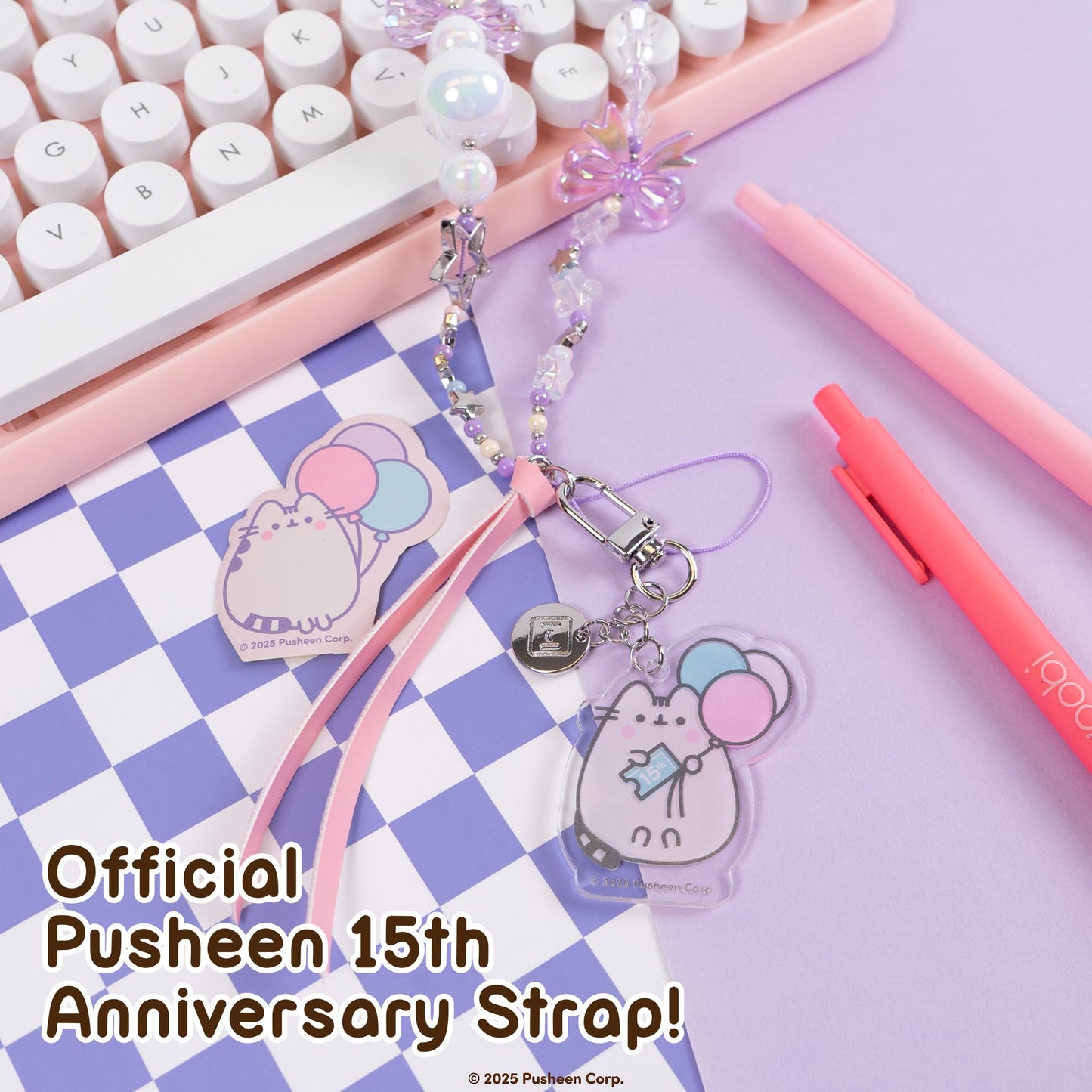 iFace Pusheen the Cat Beaded Wristlet Universal Charm Strap [15th Anniversary Special Limited Edition] - Cute Wrist Straps for Cell Phone Camera Keys