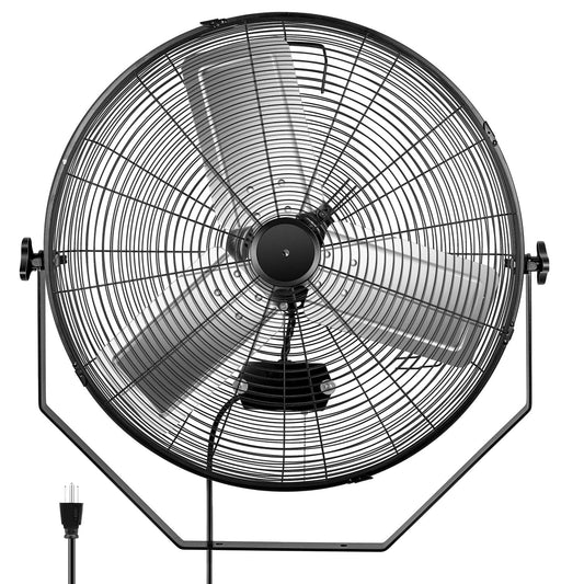 HealSmart 24 Inch Industrial Wall Mount Fan, 3 Speed Commercial Ventilation Metal Fan