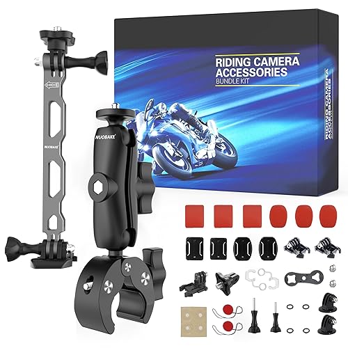 42 in 1 Motorcycle Camera Mount Kit for GoPro Insta360 DJI,Handlebar and Frame Bracket for Bars 0.63"-1.5",360° Rotating Heavy-Duty Bike Handlebar
