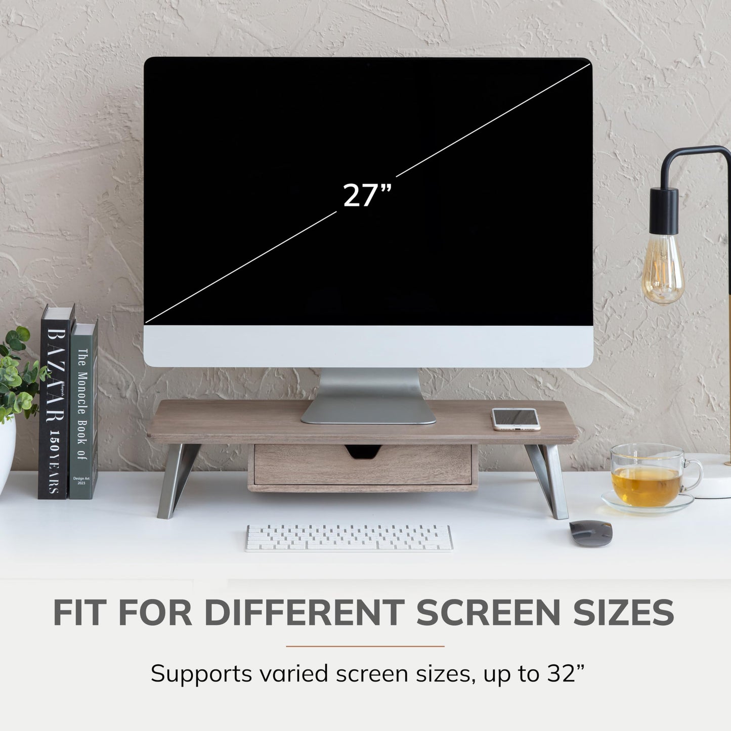 Anji Mountain Monitor Stand - Desktop Organizer & Laptop Riser, Ergonomic Monitor Riser, Space-Saving Monitor Stand for Desk, Durable Construction