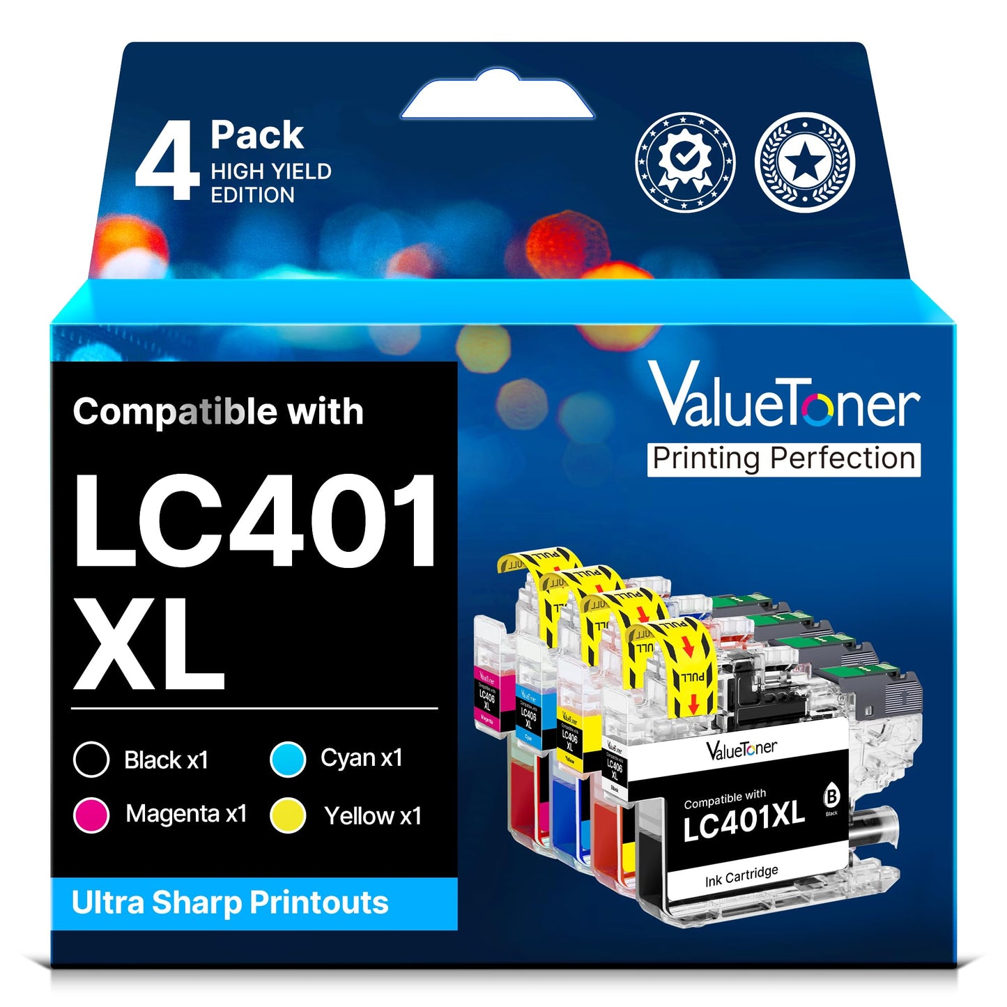 Valuetoner LC401XL Ink Cartridges for Brother Printer Work with Brother LC401 Ink Cartridges fit for MFC-J1010DW MFC-J1170DW MFC-J1800DW MFC-J1012DW