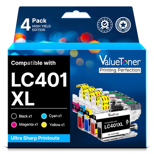 Valuetoner LC401XL Ink Cartridges for Brother Printer Work with Brother LC401 Ink Cartridges fit for MFC-J1010DW MFC-J1170DW MFC-J1800DW MFC-J1012DW
