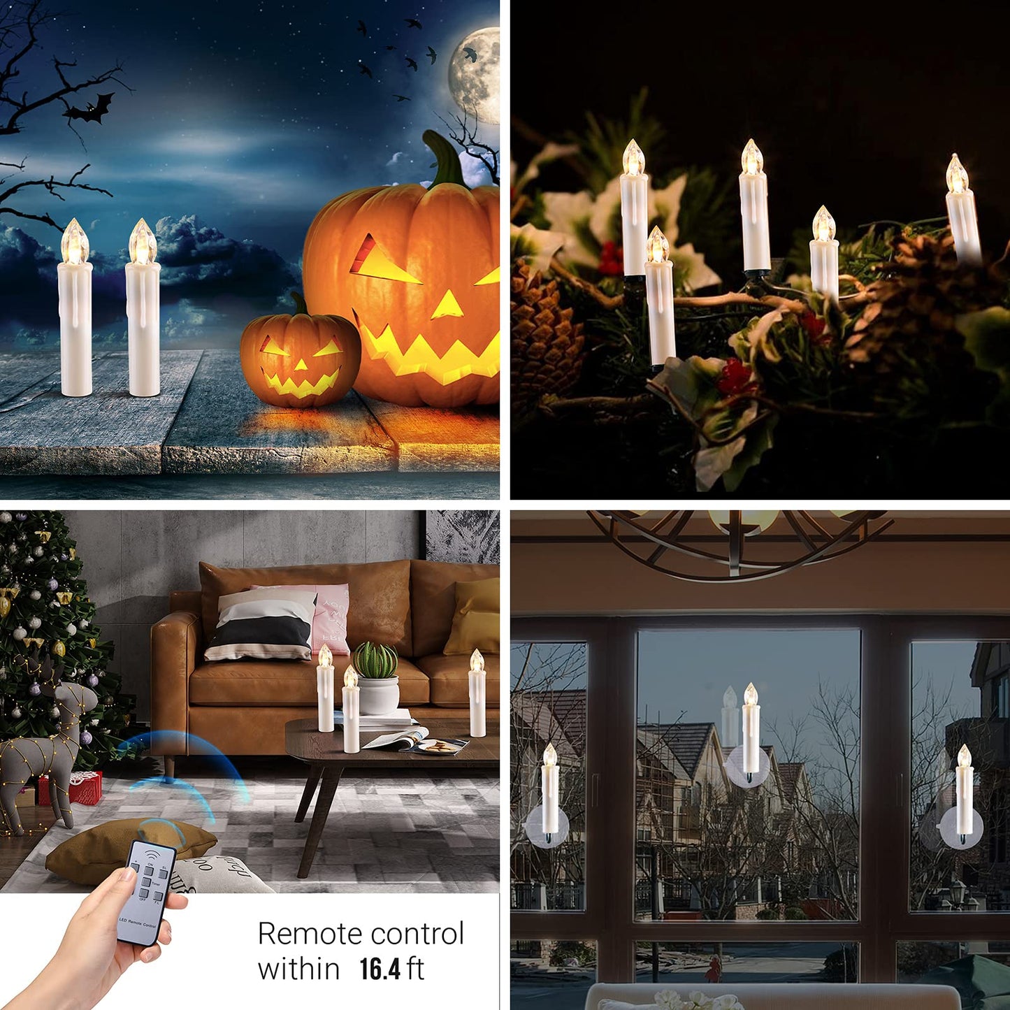 MIXALY 24 PCS LED Flameless Taper Candles, Battery Operated with Remote Updated Timer Function, Flickering Warm White Light, Perfec for Window