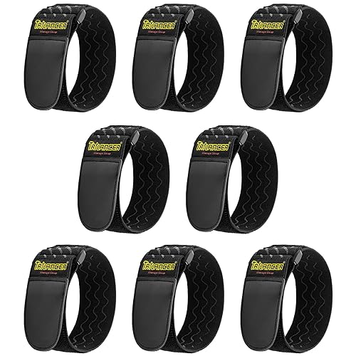 Trilancer Elastic Cinch Straps with Anti-Slip Strips, 12 "x 2"(8 Pack) Heavy Duty Multipurpose Hook and Loop Straps for Extension Cords, Cables