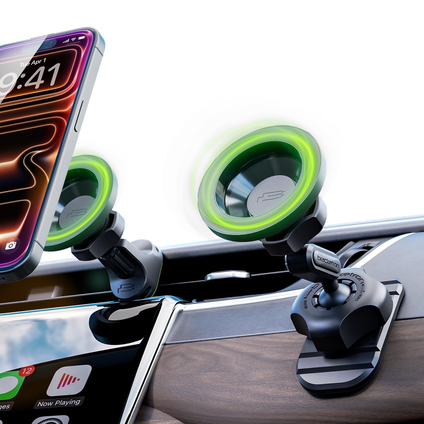 Bracketron MagAlign Pro MagSafe Car Mount Vent & Dash - Magnetic Phone Holder for Car Vent, Air Vent Phone Mount with 360° Rotation, One-Handed