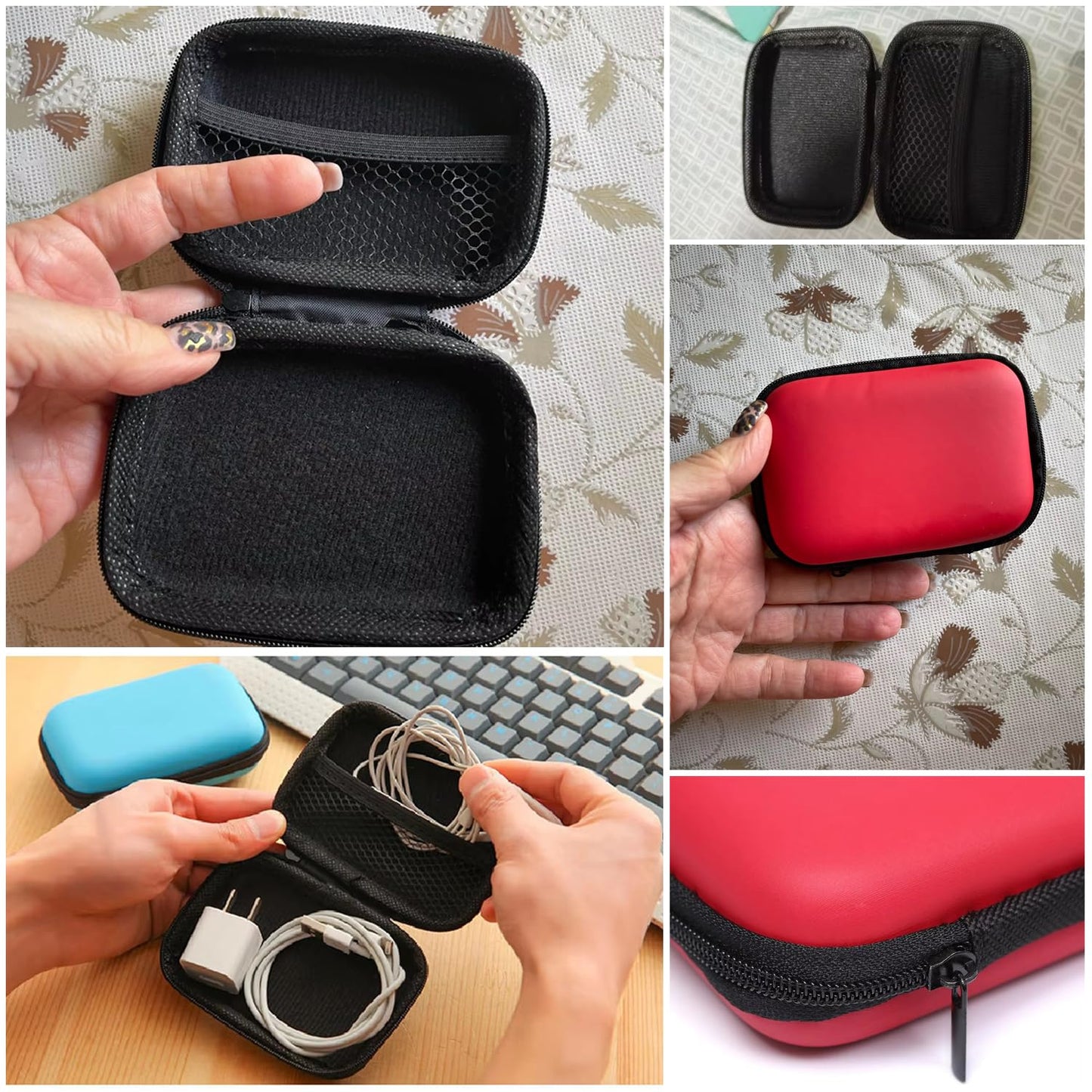 SquEqu 2 Pack Hard Drive Carrying Case 2.5 inch HDD SSD External Drive Storage Bag Organizer Hard EVA Cover Zipper Pouch for Canvio Basics Western