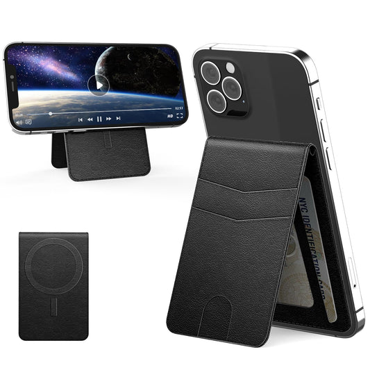 Anpdasi Magnetic Phone Wallet Strong Magnetic Wallet for iPhone 15/14/13/12 Series for Magsafe with Adjustable Stand, 4 Card Holder, RFID Blocking