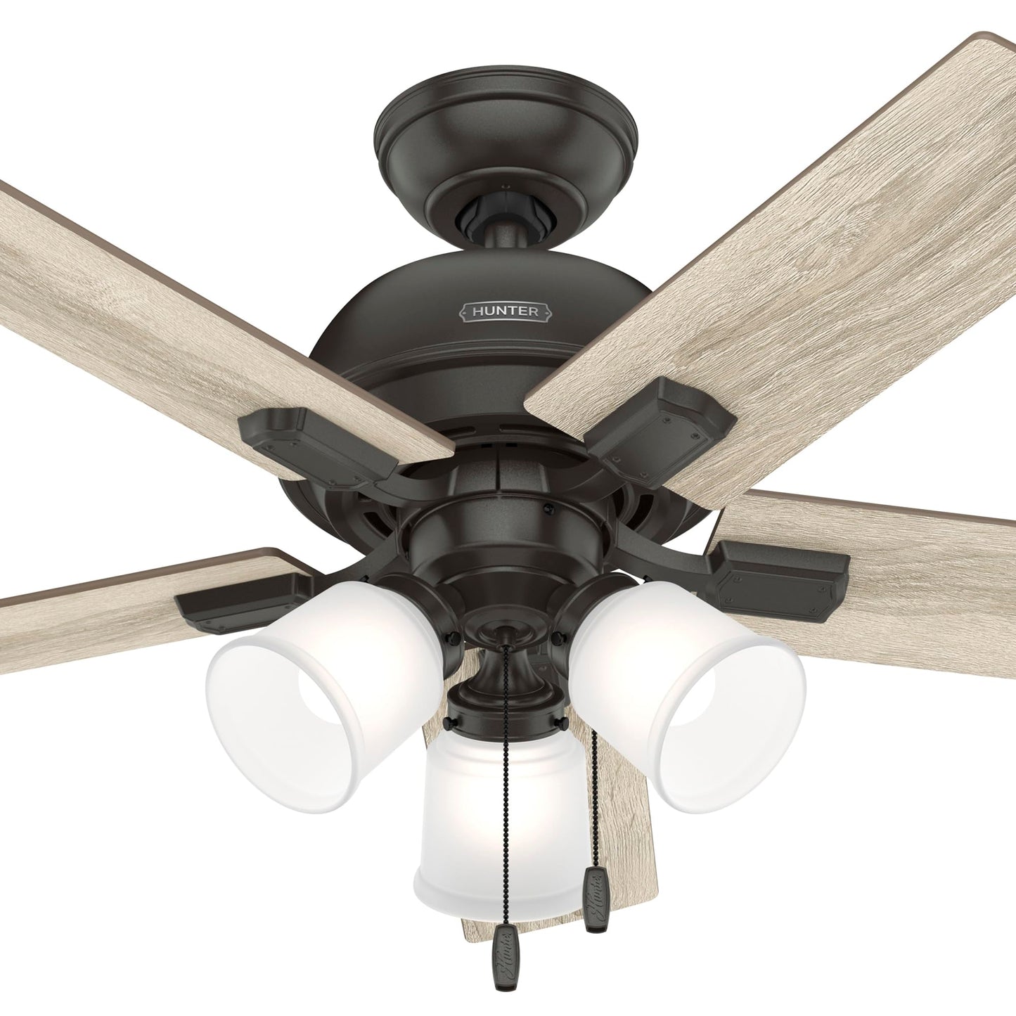 Hunter Fan 44 inch Traditional Noble Bronze Finish Indoor Ceiling Fan with LED Light Kit and Pull Chain (Renewed)
