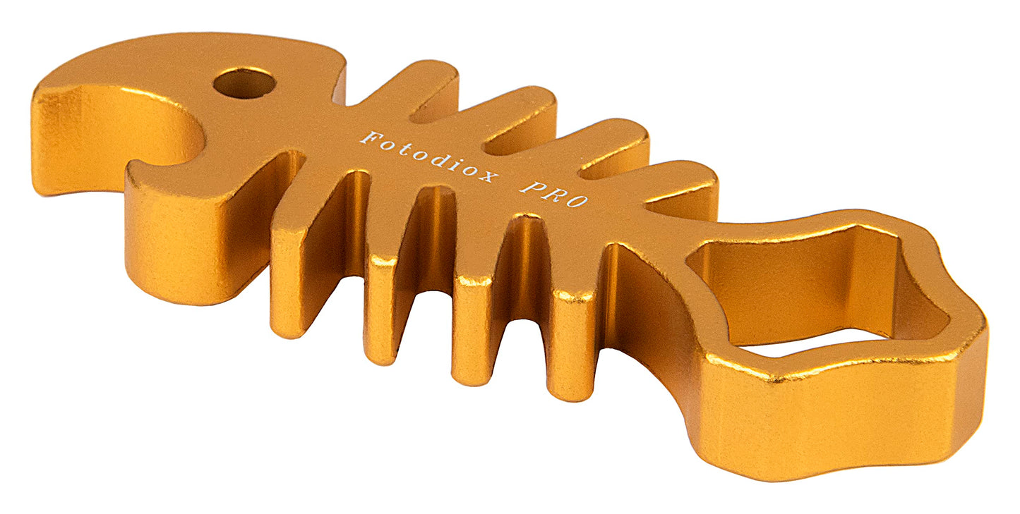 Fotodiox Pro GoTough Sharkbite - Gold Aluminum Metal GoTough Wrench for Tightening GoPro Mounting Knobs, Screws and Bolts; Shark Styled Wrench