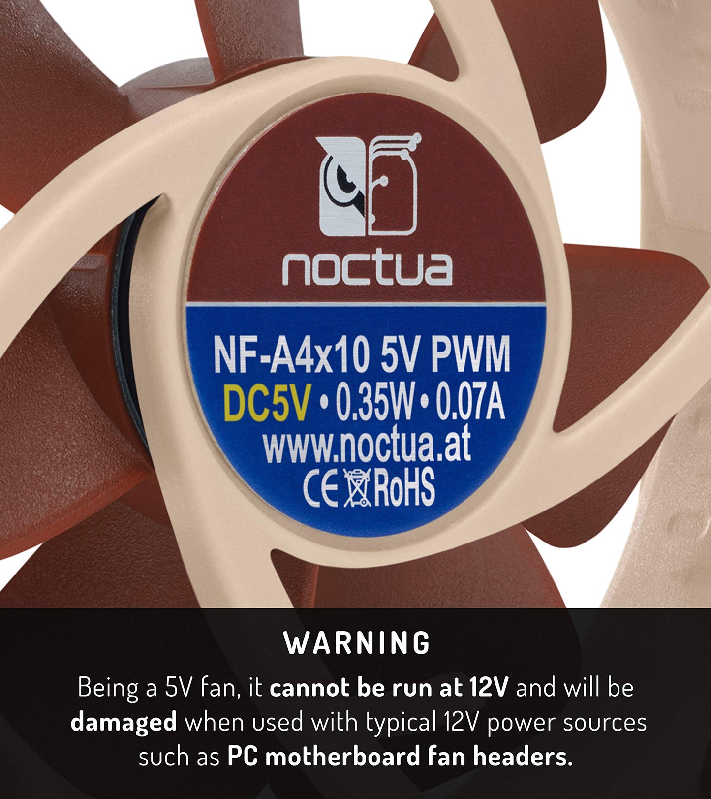 Noctua NF-A4x10 5V PWM, Premium Quiet Fan with USB Power Adaptor Cable, 4-Pin, 5V Version (40x10mm, Brown)