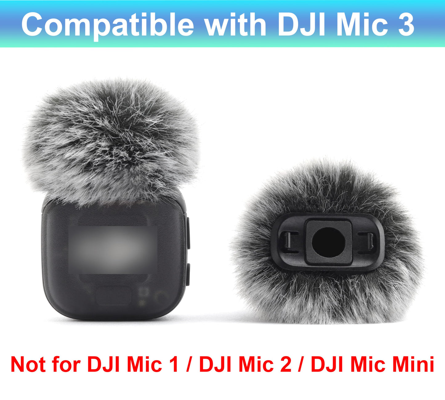 LEFXMOPHY Windscreen for DJI Mic 3 Wireless Microphone 2025, Grey Furry Wind Muff Pop Filter (Not for Dji Mic 1, 2 and Mini), 2-Pack