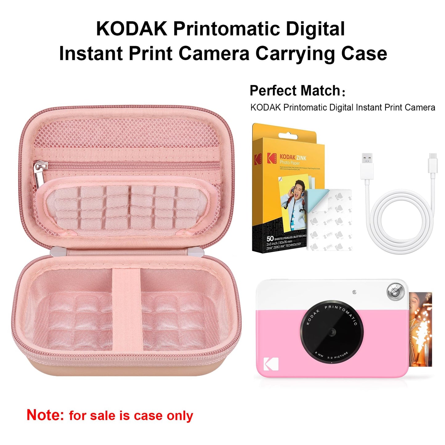 Elonbo Carrying Case for KODAK Printomatic Full-Color Instant Print Digital Camera, Portable Mini Photo Printer Hard Travel Bag, Picture Printer
