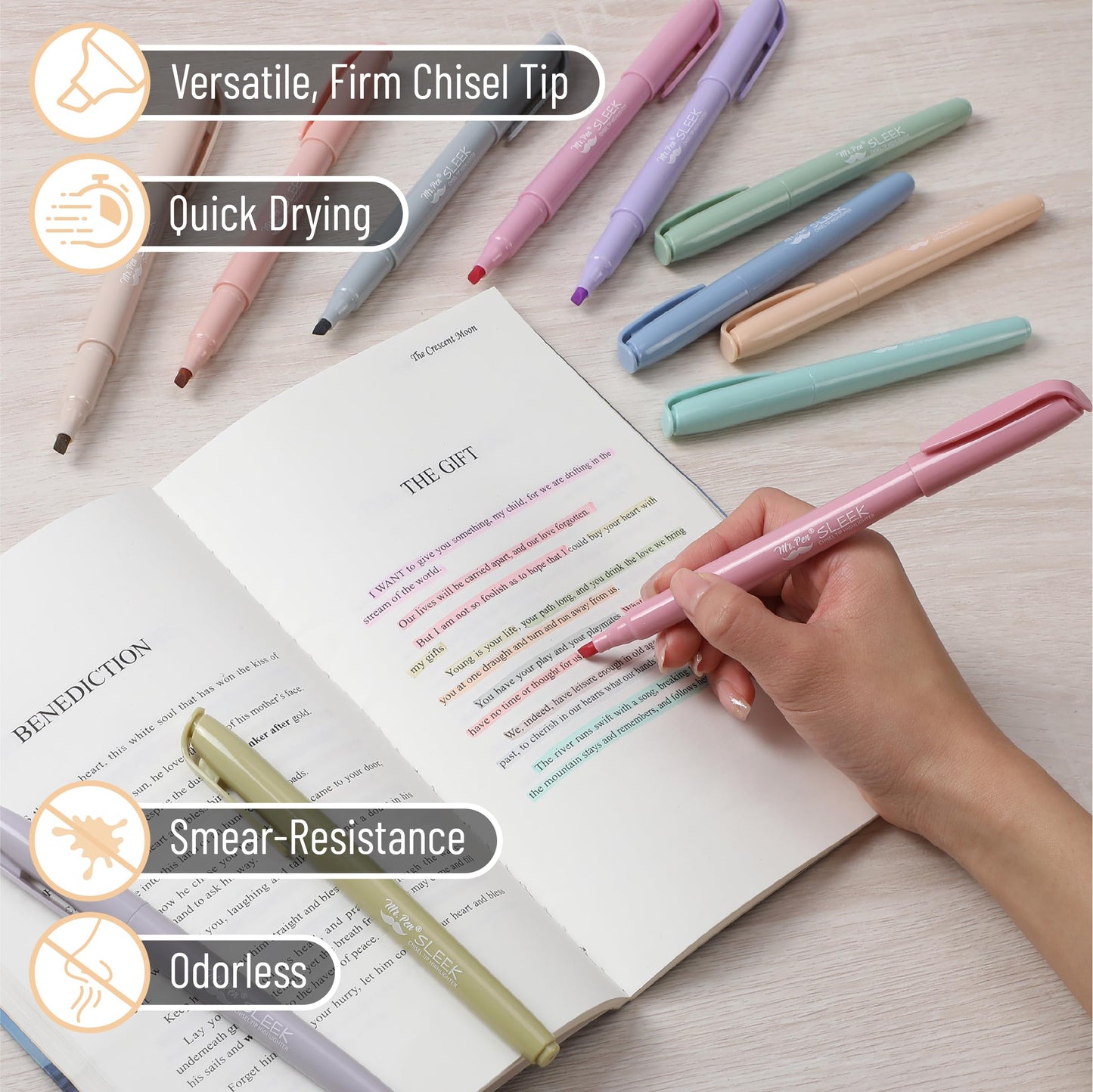Mr. Pen- Highlighters, 12 Pack, Pastel Colors, Chisel Tip, Quick-Dry