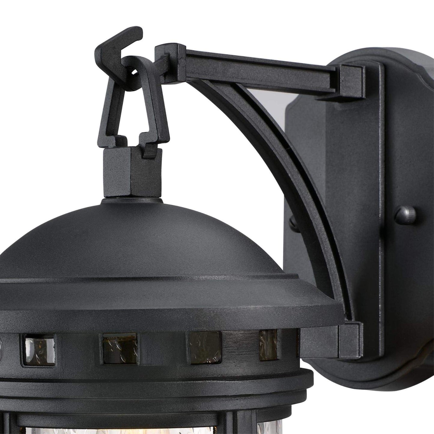 Westinghouse 6114100 Sargut Traditional One-Light Outdoor Wall Light, Textured Black Finish, Clear Seeded Glass