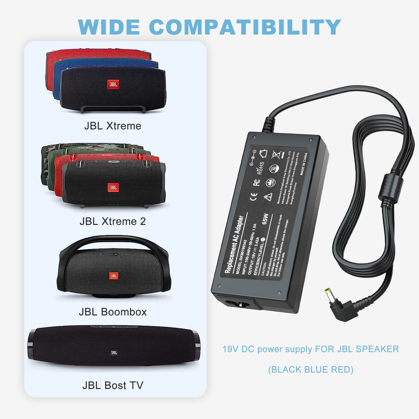 Eokoowo Charger Compatible for JBL Xtreme 2 JBL Boombox 2 JBL Extreme 2 JBL Xtreme 2 Portable Wireless Bluetooth Speaker Charger,19V 65W Power…