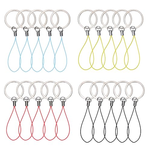Bememo 20 Pieces Nylon Keychain Lanyard for USB Flash Drive Key Fob Lanyard with Color Strap String Bulk Short Key Ring Loop for ID Card Mp3 Player