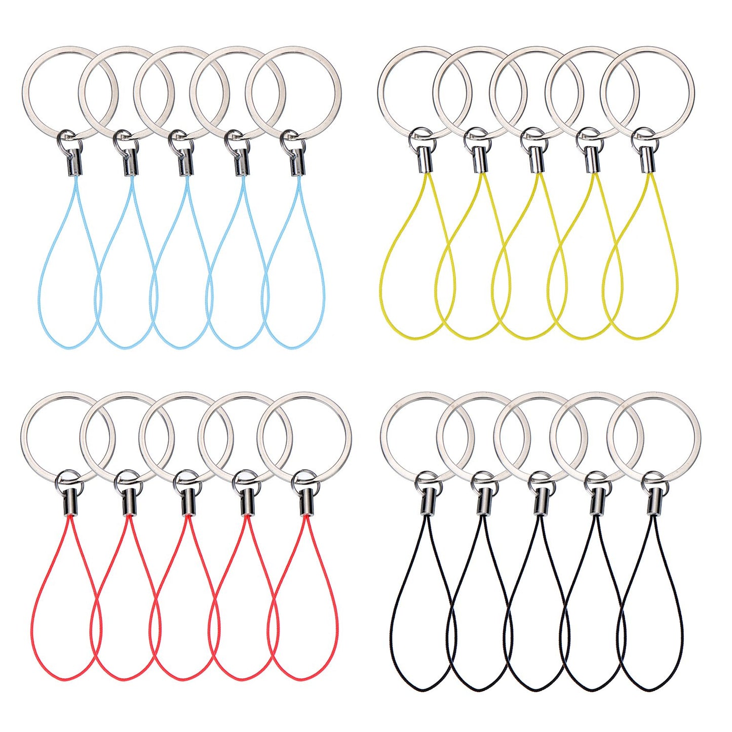 Bememo 20 Pieces Nylon Keychain Lanyard for USB Flash Drive Key Fob Lanyard with Color Strap String Bulk Short Key Ring Loop for ID Card Mp3 Player