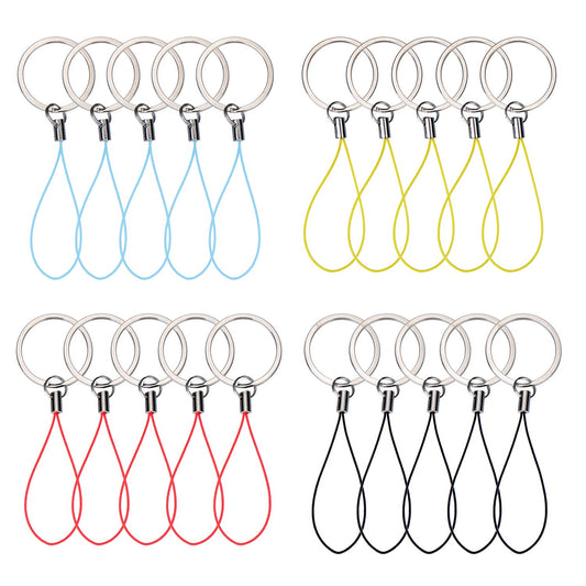 Bememo 20 Pieces Nylon Keychain Lanyard for USB Flash Drive Key Fob Lanyard with Color Strap String Bulk Short Key Ring Loop for ID Card Mp3 Player