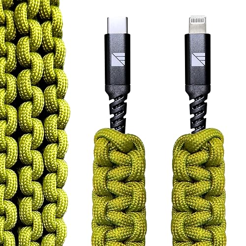 Darrk Energy Lightning to C Paracord Cable & USB C to C Paracord Cable (18W, Green)