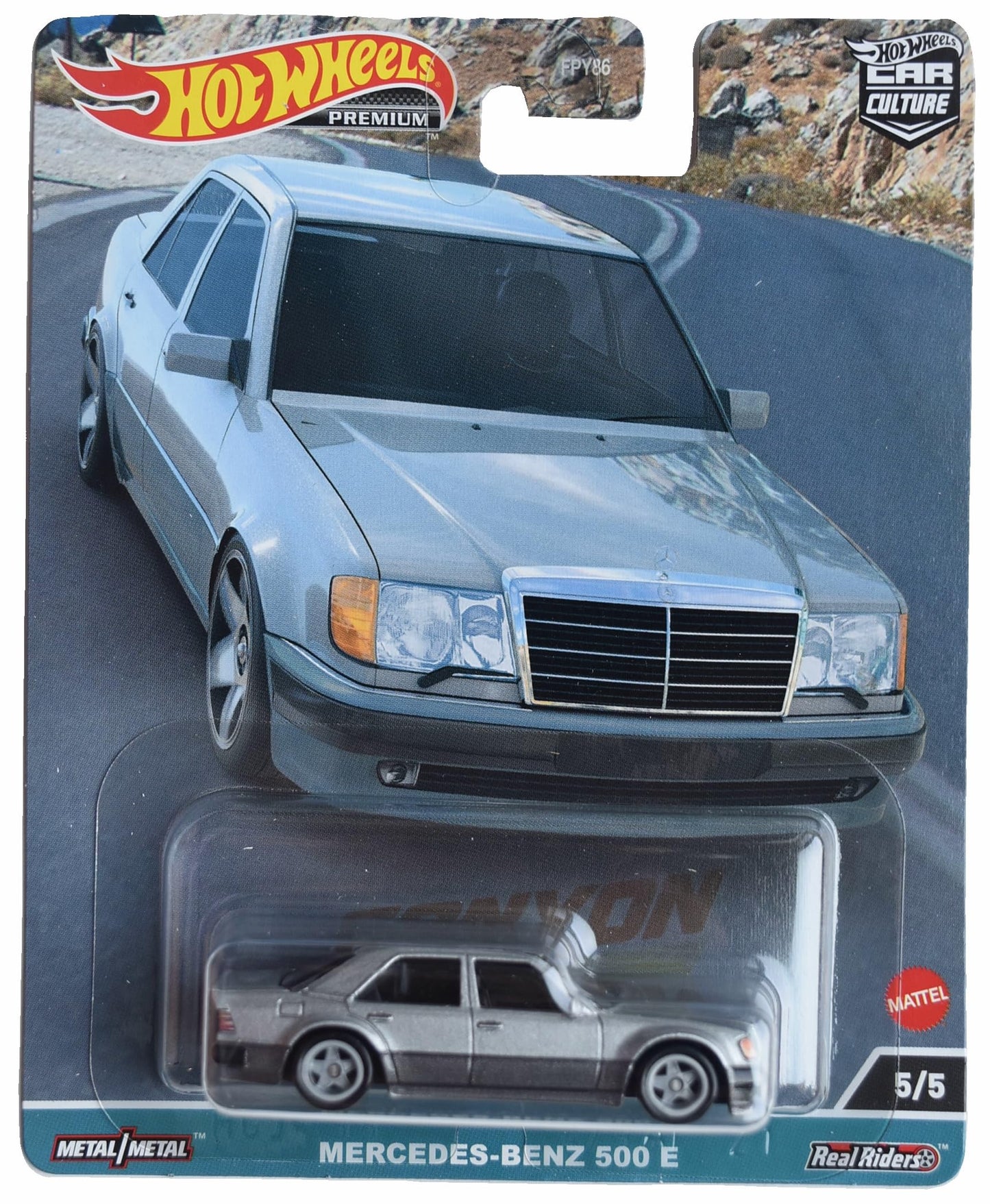 Hot Wheels Mercedes Benz 500 E, Canyon Warriors Car Culture 5/5 [Silver/Gray]