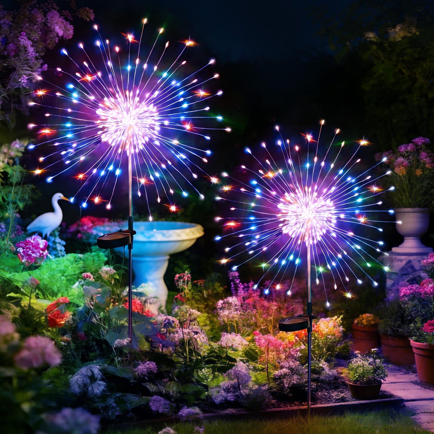 HPUFKOT Solar Garden Lights Outdoor,Waterproof Garden, 2PC 200 LED Twinkling Firework Lights Decorative with 8 Modes,Decor for Yard Patio Pathway Lawn