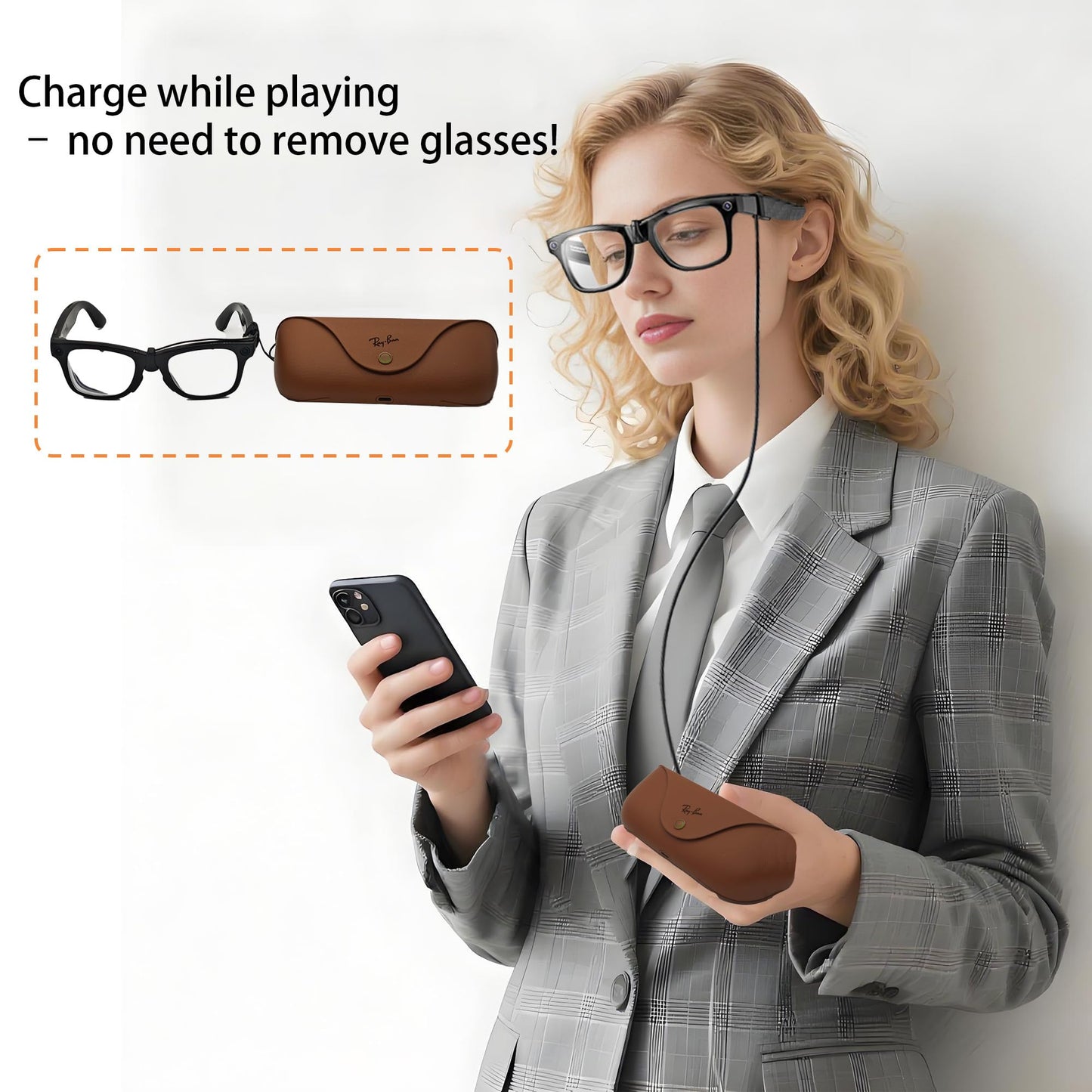 ISLOPU Charging Cable Compatible with RayBan Meta Smart Glasses, Connects to Official Charging Case for Seamless Use While Wearing, Compatible