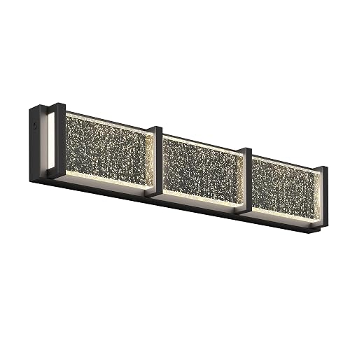 ARTIKA Subway 20W LED Modern Vanity Light Fixture, Black - Ideal for Bathroom Lighting, 900 Lumens, 3500 Kelvin, Bubble Glass Diffuser, No Bulb