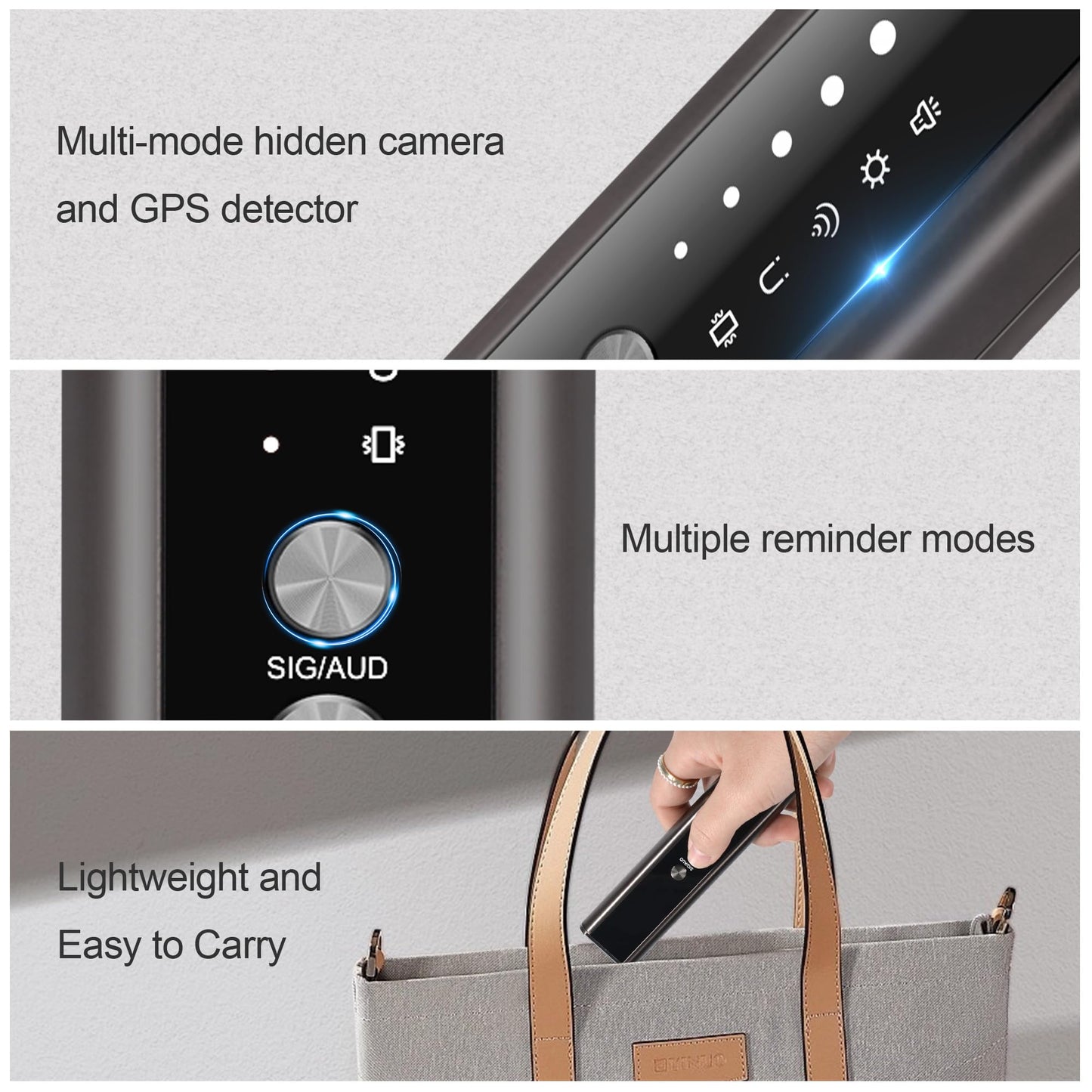[2025 VER] Hidden Device Detector, Hidden Camera Detectors with Vibration Sound Alarm, Camera Finder with Flashlight, GPS Tracker Detector for Car