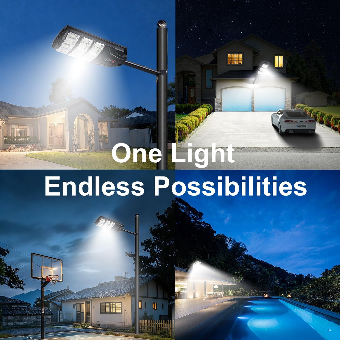 JUMGUN Solar Street Lights Outdoor Waterproof, Dusk to Dawn Flood Lights with Motion Sensor and Remote Control, Solar Powered Security Light