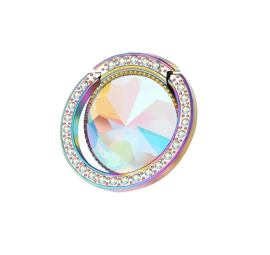 lenoup Iridescent Glitter Bling Bling Phone Ring Holder,Sparkle Phone Ring Artificial Diamond Stand,Rhinestone Cell Phone Finger Ring(Rainbow)