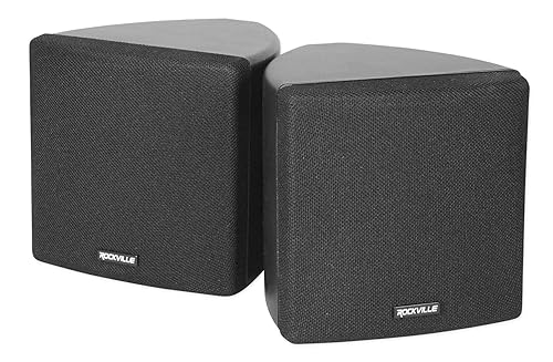 Rockville Pair Cube Black 30W RMS 3.5" Home Theater Wall Speakers, 8 Ohm, 360-Degree Swivel Brackets, True 2-Way Audio, Compact Design, for Home