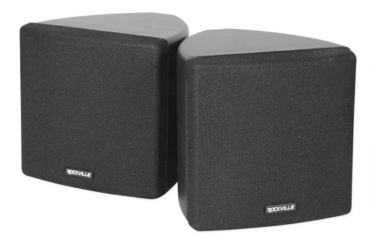 Rockville Pair Cube Black 30W RMS 3.5" Home Theater Wall Speakers, 8 Ohm, 360-Degree Swivel Brackets, True 2-Way Audio, Compact Design, for Home