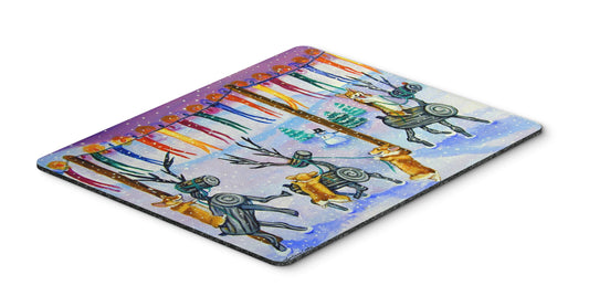 Caroline's Treasures 7443MP Corgi Log Reindeer Race Christmas Mouse Pad, Hot Pad or Trivet for Home Office Gaming Working Computers Laptop Mouse