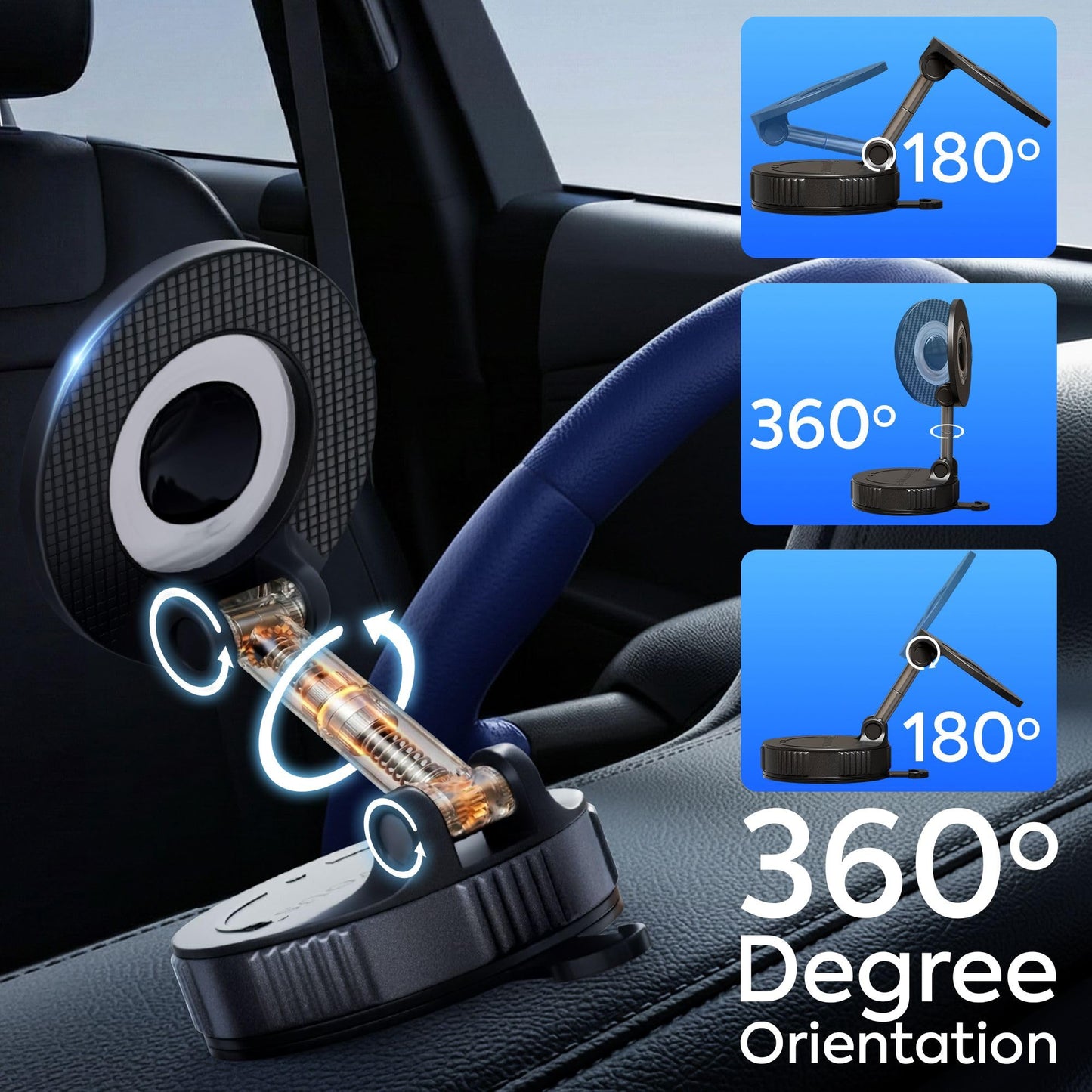 JEAN'VOUS Upgraded Magnetic Phone Holder for Car [70+ LBS Strongest Suction & 3000gf Magnetic], MagSafe Car Mount, Adjustable, 360° Dashboard Phone