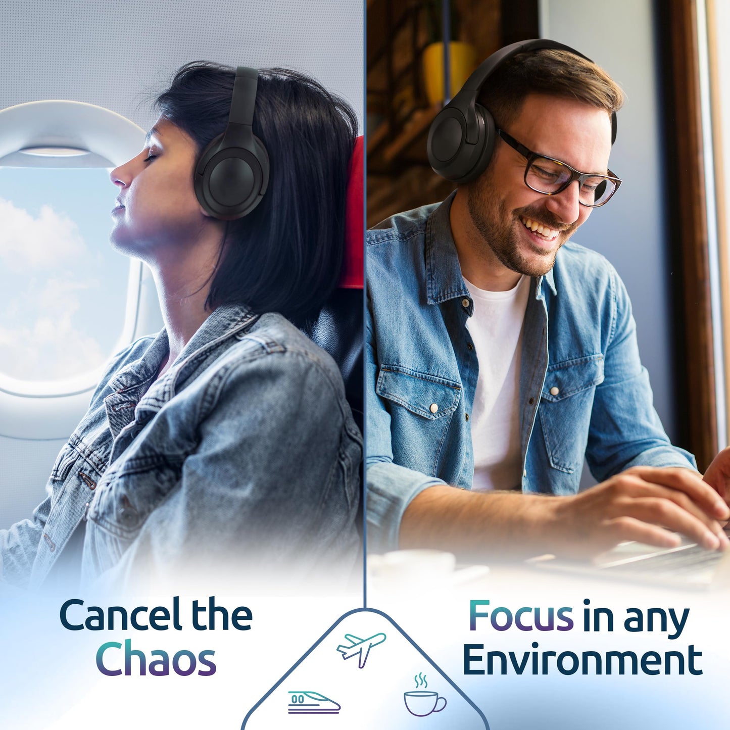 Active Noise Cancelling Headphones, Bluetooth Over Ear, Hi-Fi Stereo,100H Playback Time, High-Resolution Audio, Water Resistant, Deep Bass, Memory…